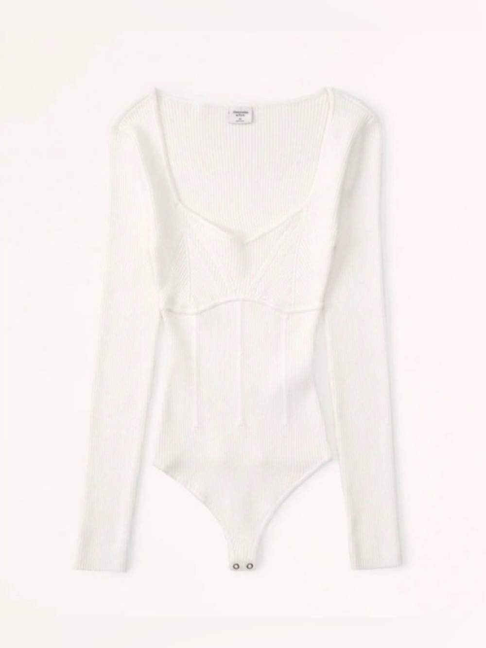 Abercrombie & Fitch ivory corset sweetheart sweater ribbed bodysuit size xl